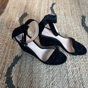 Gianvito Rossi - Portofino Black Suede Wedge Sandals